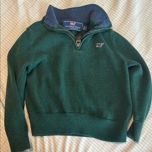 Vineyard Vines Forest Green and Navy Quarter-Zip Pullover
